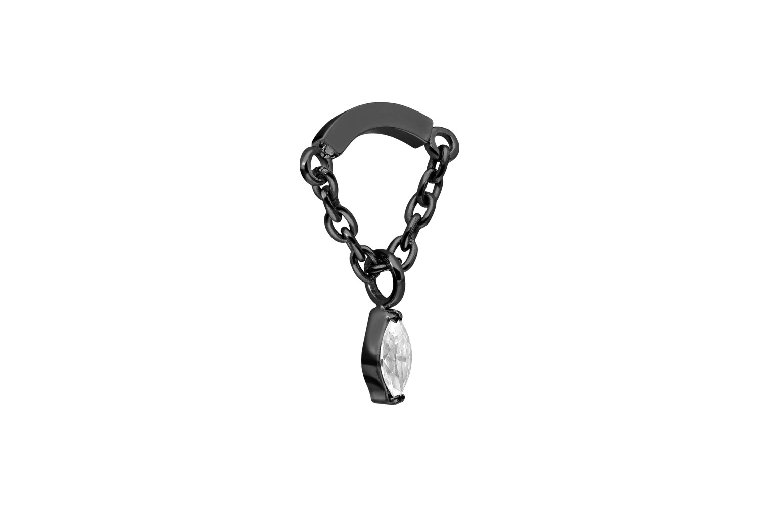 Titan Schraubaufsatz mit Außengewinde BOGEN + KETTE + KRISTALLTROPFEN von Piercingline